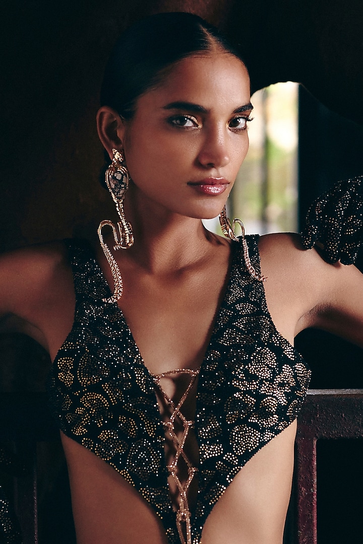 Rose Gold Plated Cubic Zirconia Statement Earrings by Outhouse at Pernia's Pop Up Shop