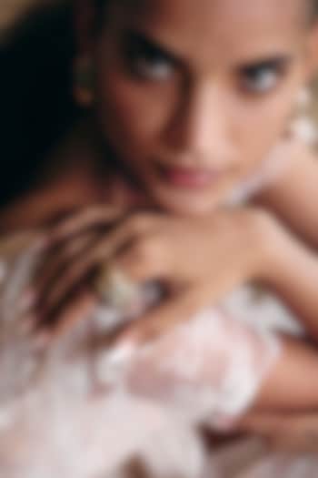 Rose Gold Plated Cubic Zirconia & Dalmatian Stone Ring by Outhouse at Pernia's Pop Up Shop