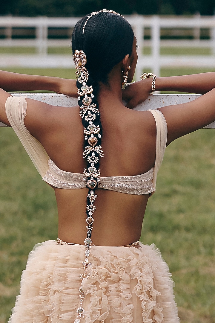 Rose Gold Plated Cubic Zirconia & Pearl Handcrafted Hair Accessory by Outhouse at Pernia's Pop Up Shop