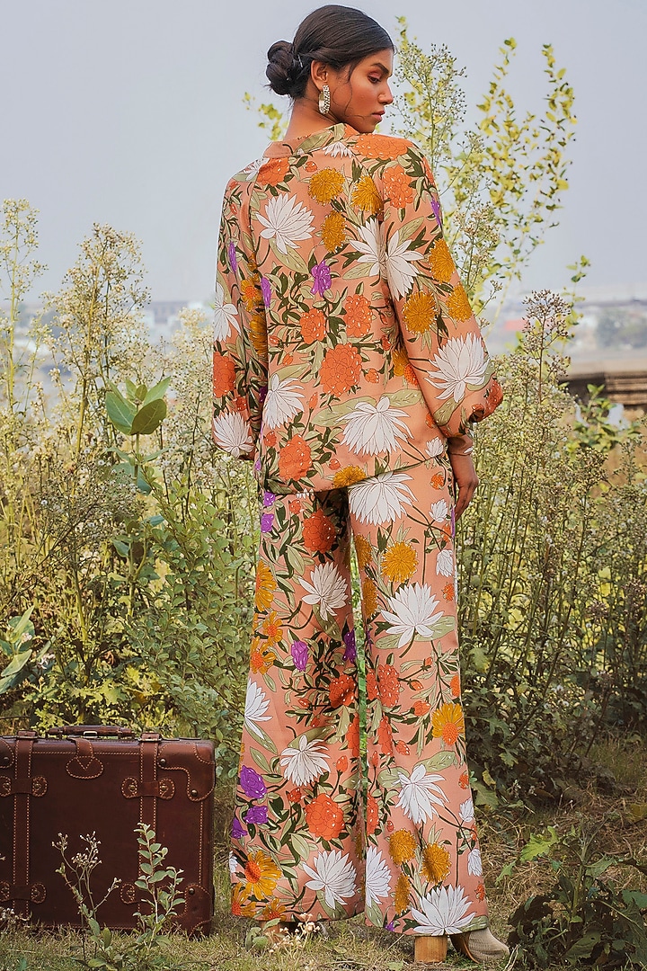 Mustard Printed Pant Set by Oushk By Ussama Shabbir at Pernia's Pop Up Shop