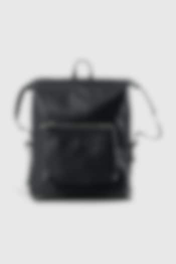 Black Premium Faux Leather & Mesh Backpack Bag by OLIVES & GOLD