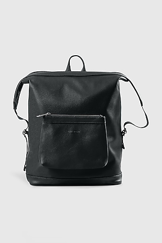 Black Premium Faux Leather & Mesh Backpack Bag by OLIVES & GOLD