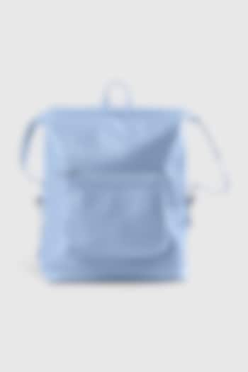 Powder Blue Premium Faux Leather & Mesh Backpack Bag by OLIVES & GOLD