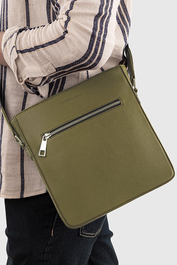 Olive Green Premium Faux Leather Crossbody Bag by OLIVES & GOLD at Pernia's Pop Up Shop