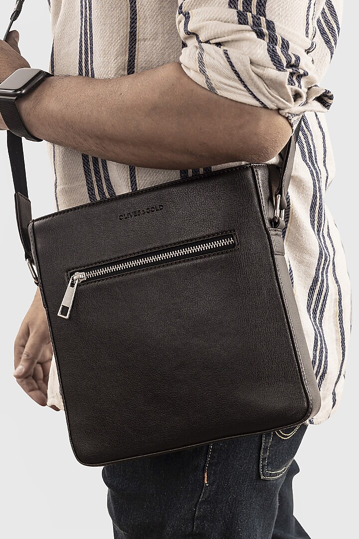 Bean Brown Premium Faux Leather Crossbody Bag by OLIVES & GOLD at Pernia's Pop Up Shop