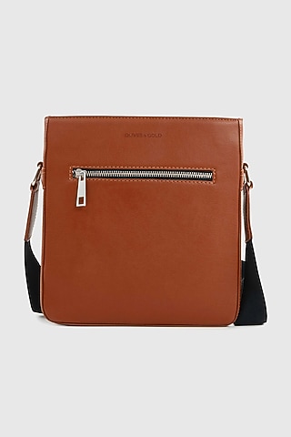 Maple Tan Premium Faux Leather Crossbody Bag by OLIVES & GOLD