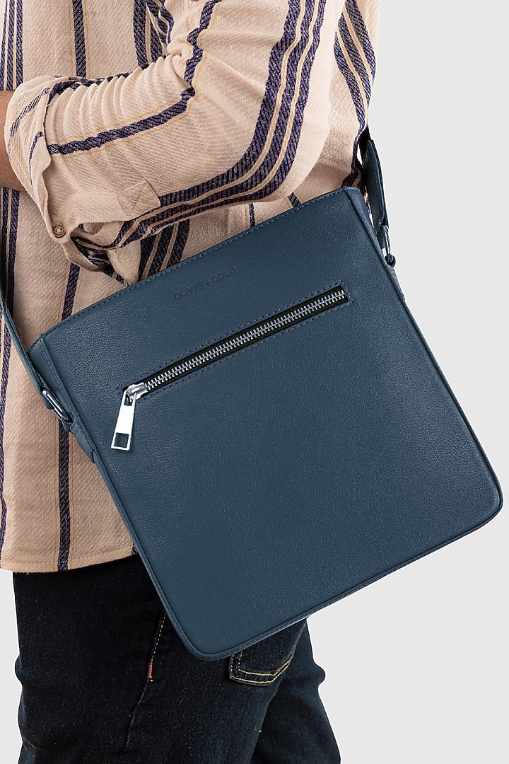 Berlin Blue Premium Faux Leather Crossbody Bag by OLIVES & GOLD at Pernia's Pop Up Shop