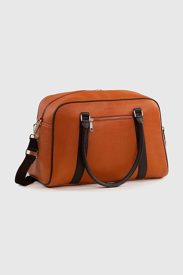 Sansa Orange Premium Faux Leather Duffle Bag by OLIVES & GOLD