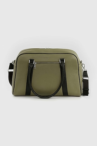 Olive Green Premium Faux Leather Duffle Bag by OLIVES & GOLD