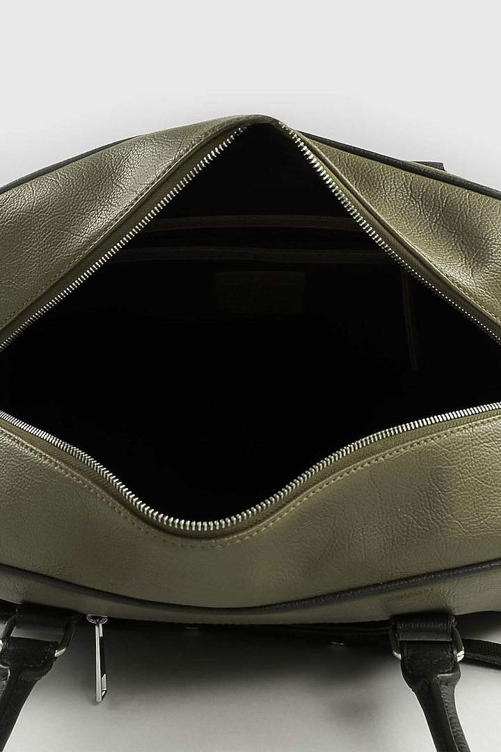 Olive Green Premium Faux Leather Duffle Bag by OLIVES & GOLD at Pernia's Pop Up Shop