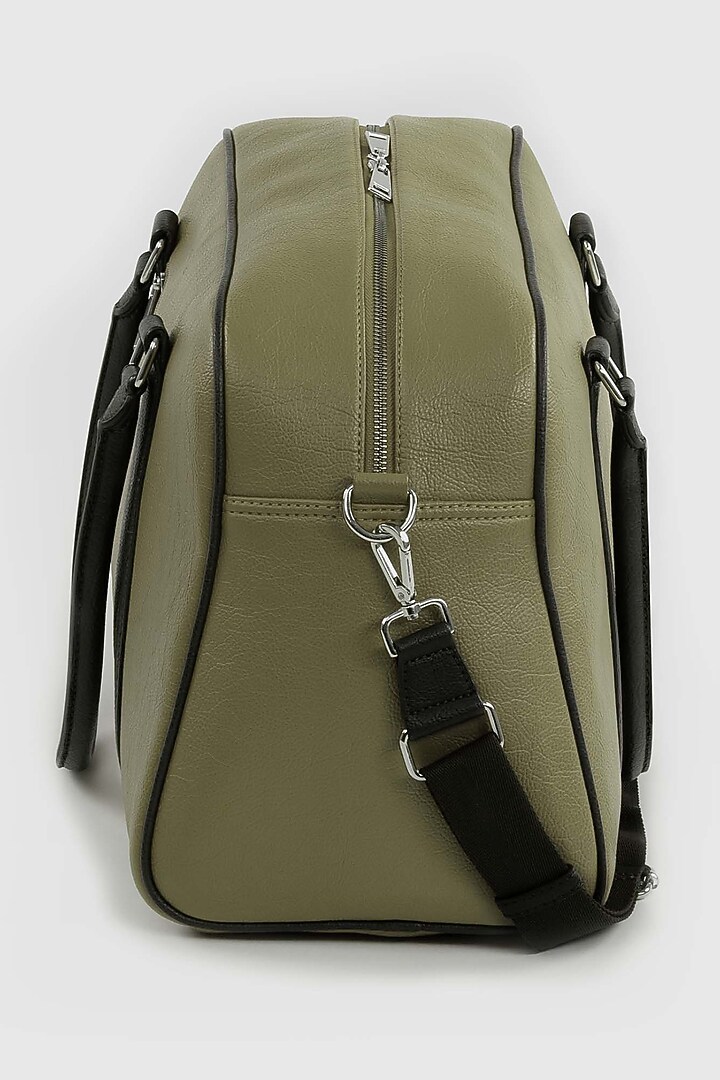Olive Green Premium Faux Leather Duffle Bag by OLIVES & GOLD at Pernia's Pop Up Shop