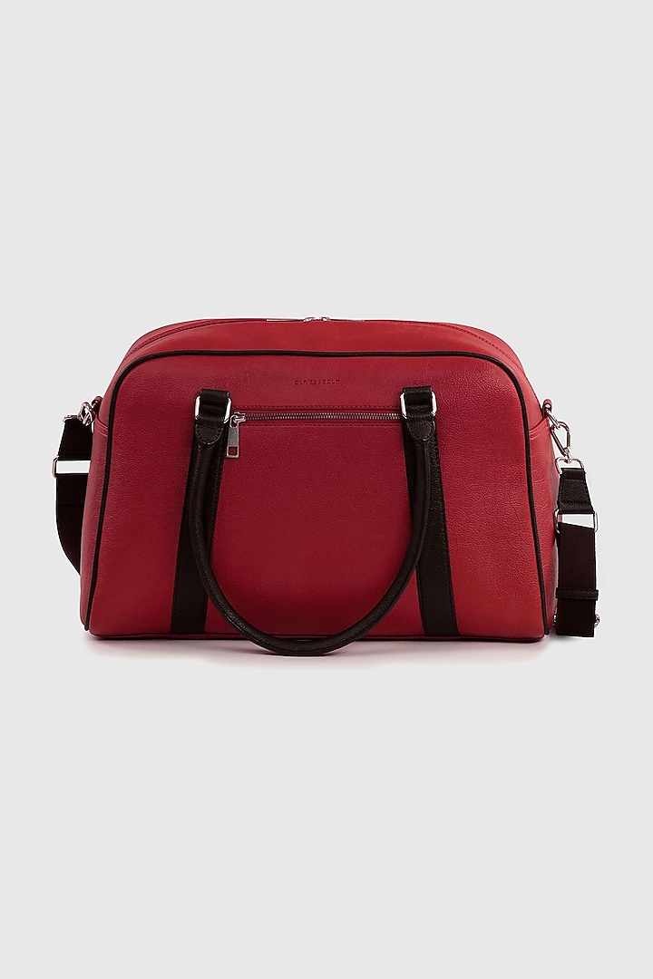 Ruby Red Premium Faux Leather Duffle Bag by OLIVES & GOLD