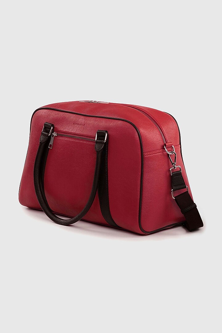 Ruby Red Premium Faux Leather Duffle Bag by OLIVES & GOLD at Pernia's Pop Up Shop