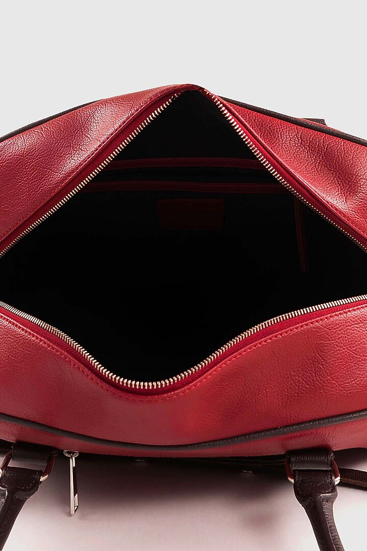Ruby Red Premium Faux Leather Duffle Bag by OLIVES & GOLD at Pernia's Pop Up Shop