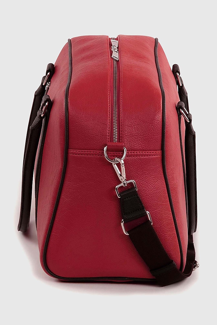 Ruby Red Premium Faux Leather Duffle Bag by OLIVES & GOLD at Pernia's Pop Up Shop