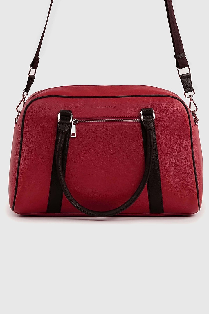 Ruby Red Premium Faux Leather Duffle Bag by OLIVES & GOLD at Pernia's Pop Up Shop