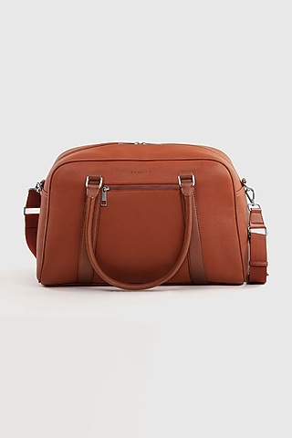 Maple Tan Premium Faux Leather Duffle Bag by OLIVES & GOLD