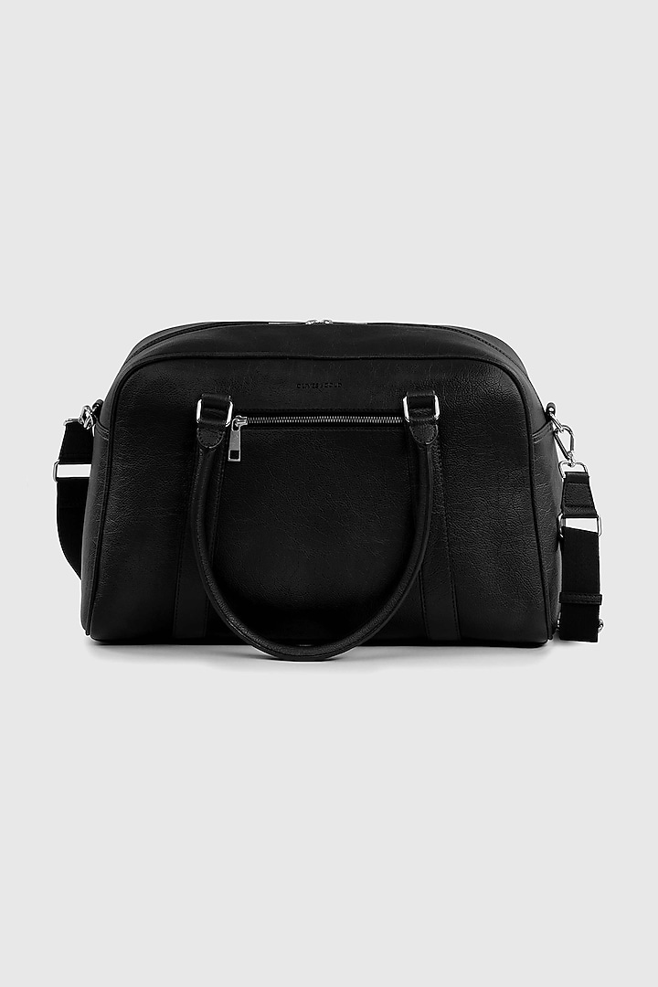 Black Premium Faux Leather Duffle Bag by OLIVES & GOLD