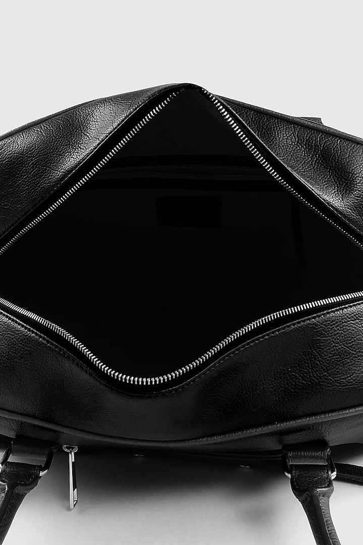 Black Premium Faux Leather Duffle Bag by OLIVES & GOLD at Pernia's Pop Up Shop