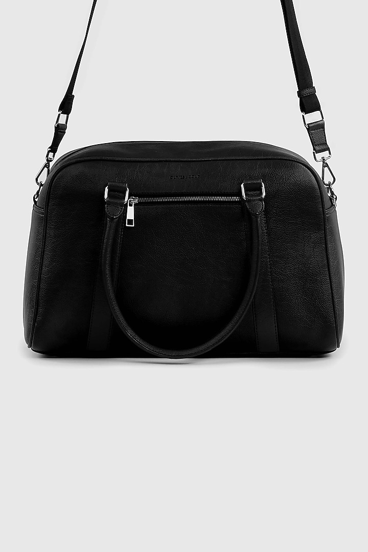 Black Premium Faux Leather Duffle Bag by OLIVES & GOLD at Pernia's Pop Up Shop