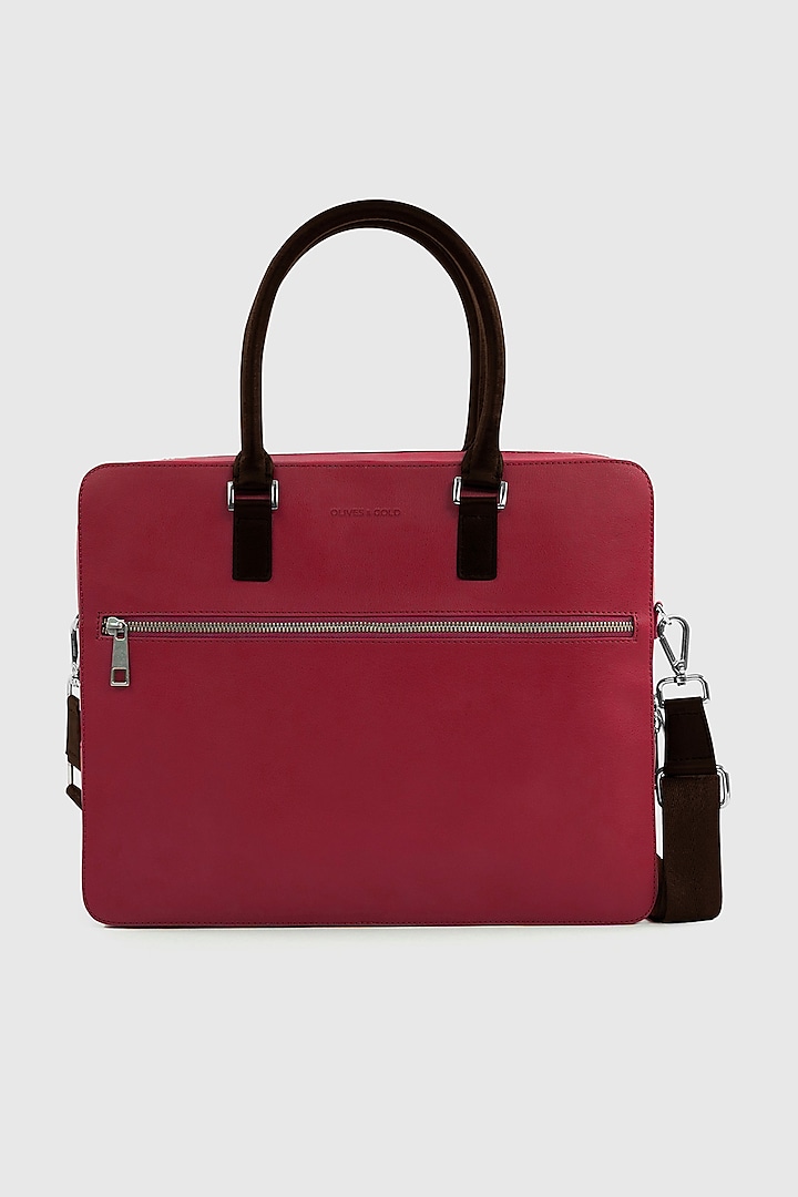 Ruby Red Premium Faux Leather Laptop Bag by OLIVES & GOLD