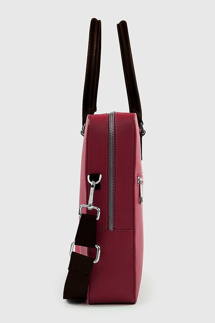 Ruby Red Premium Faux Leather Laptop Bag by OLIVES & GOLD at Pernia's Pop Up Shop