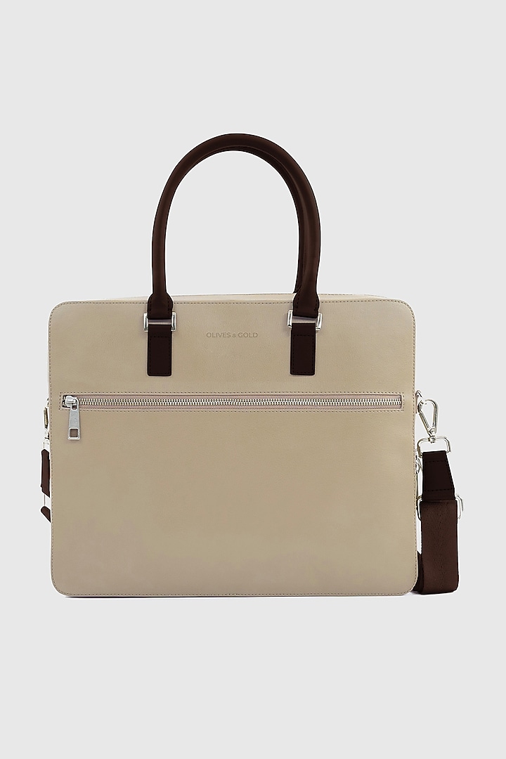 Ivory Premium Faux Leather Laptop Bag by OLIVES & GOLD