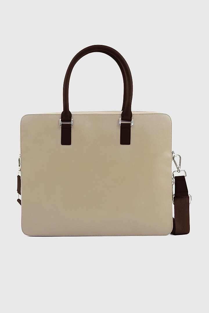 Ivory Premium Faux Leather Laptop Bag by OLIVES & GOLD at Pernia's Pop Up Shop