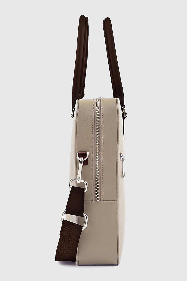 Ivory Premium Faux Leather Laptop Bag by OLIVES & GOLD at Pernia's Pop Up Shop