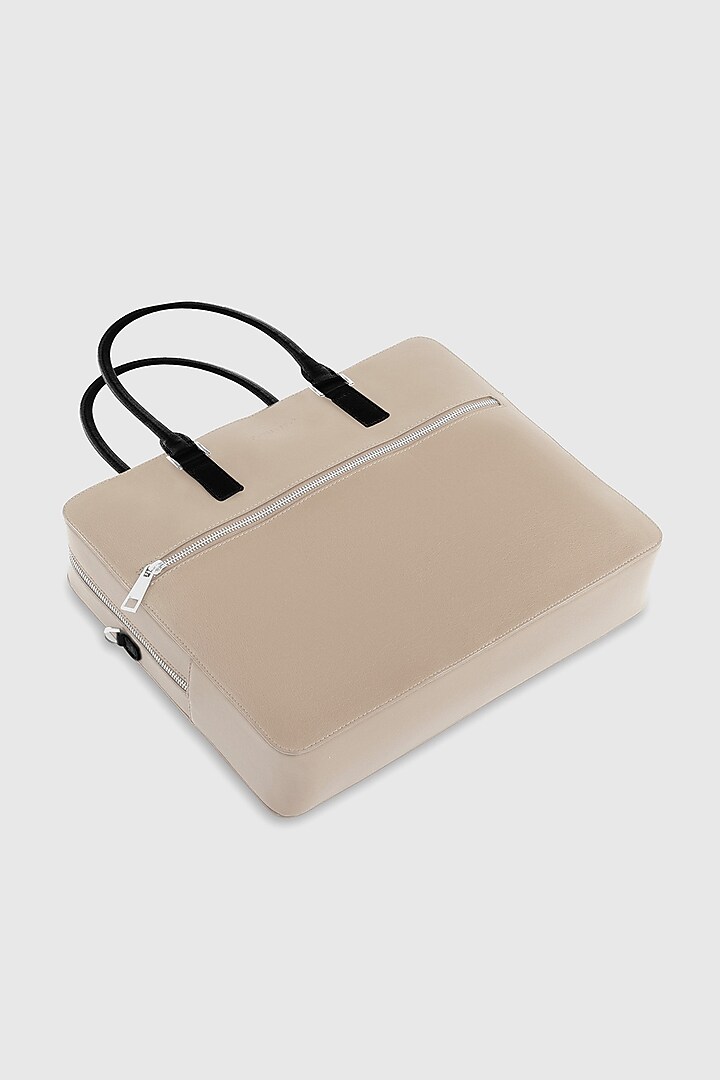 Ivory Premium Faux Leather Laptop Bag by OLIVES & GOLD at Pernia's Pop Up Shop