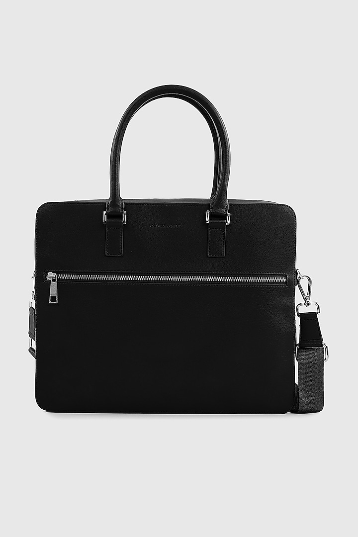 Black Premium Faux Leather Laptop Bag by OLIVES & GOLD