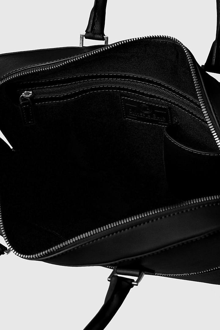 Black Premium Faux Leather Laptop Bag by OLIVES & GOLD at Pernia's Pop Up Shop