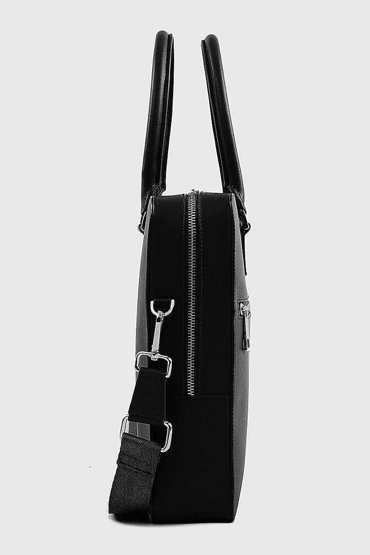 Black Premium Faux Leather Laptop Bag by OLIVES & GOLD at Pernia's Pop Up Shop