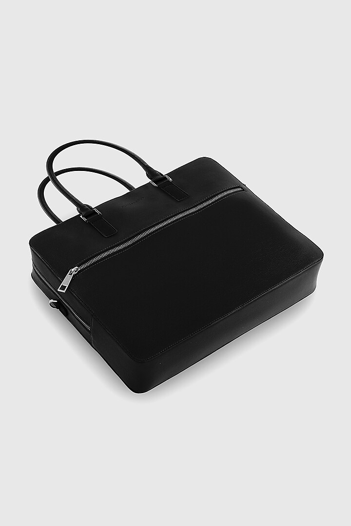 Black Premium Faux Leather Laptop Bag by OLIVES & GOLD at Pernia's Pop Up Shop