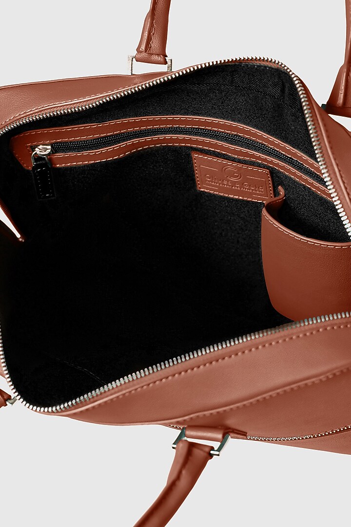 Maple Tan Premium Faux Leather Laptop Bag by OLIVES & GOLD at Pernia's Pop Up Shop