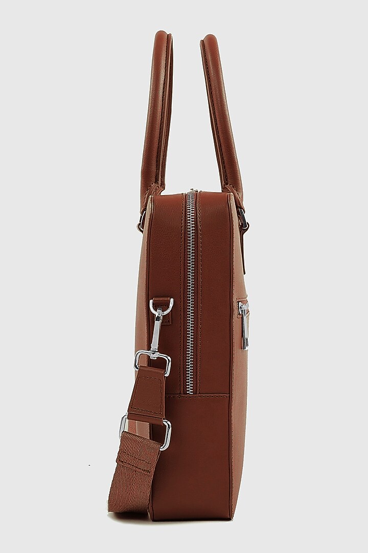 Maple Tan Premium Faux Leather Laptop Bag by OLIVES & GOLD at Pernia's Pop Up Shop