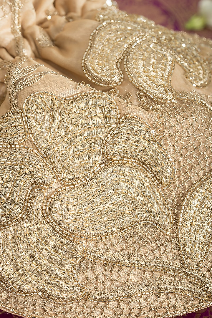 Gold Fabric Embroidered Potli by Ozel at Pernia's Pop Up Shop