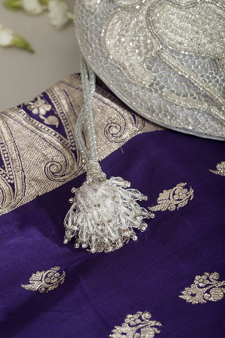 Silver Fabric Embroidered Potli by Ozel at Pernia's Pop Up Shop