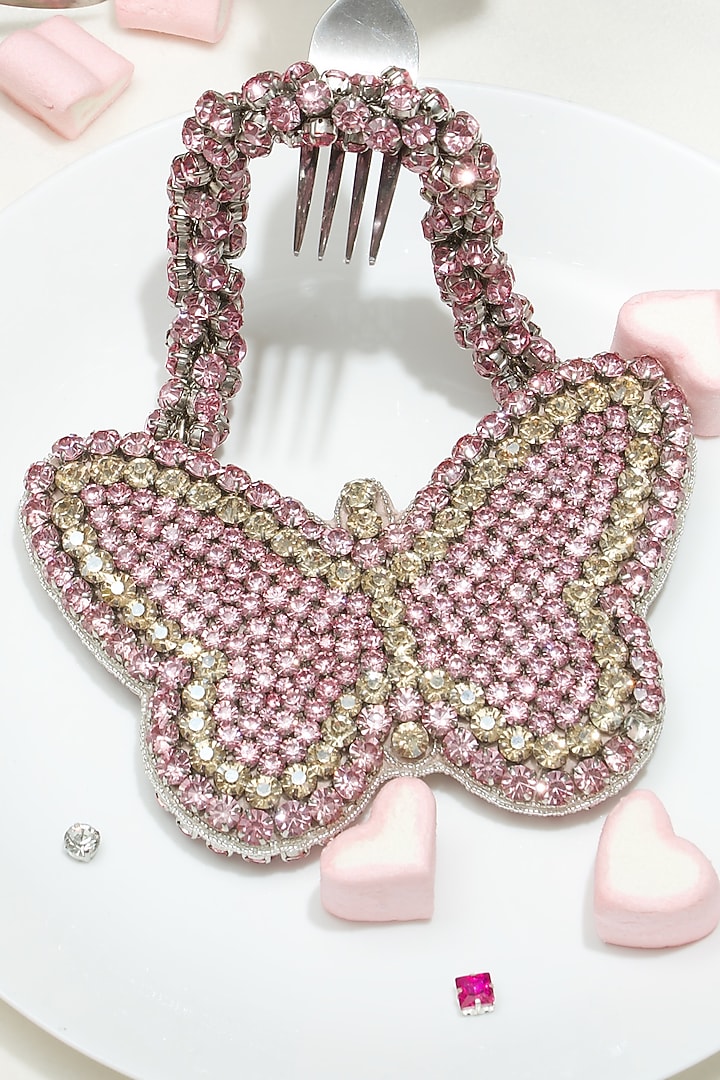Pink Silk Hand Embroidered Mini Butterfly Sling Bag by Ozel at Pernia's Pop Up Shop