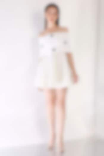 Ivory Neoprene Mini Summer Dress With Wrap by OZEQO at Pernia's Pop Up Shop