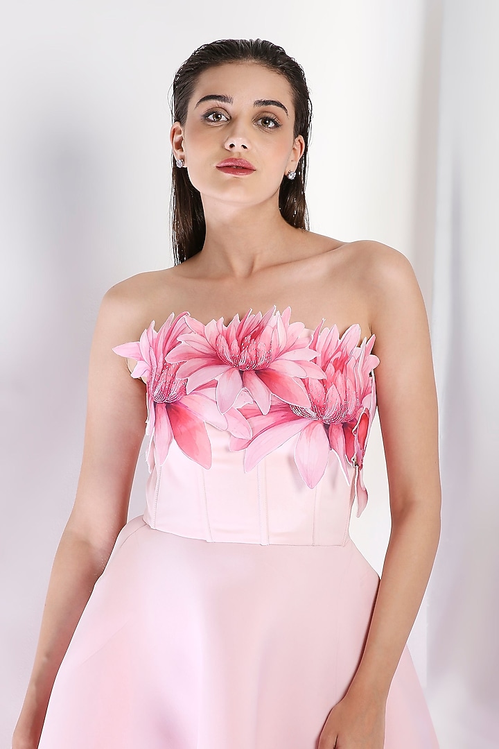Blush Neoprene Midi Vacation Dress With Floral Embroidered Wrap by OZEQO at Pernia's Pop Up Shop