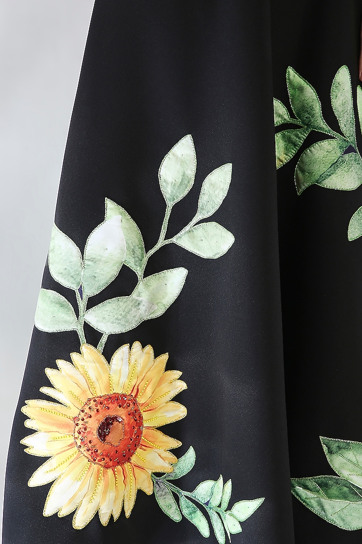 Black Neoprene Floral Motif Embroidered Tube Vacation Dress by OZEQO at Pernia's Pop Up Shop