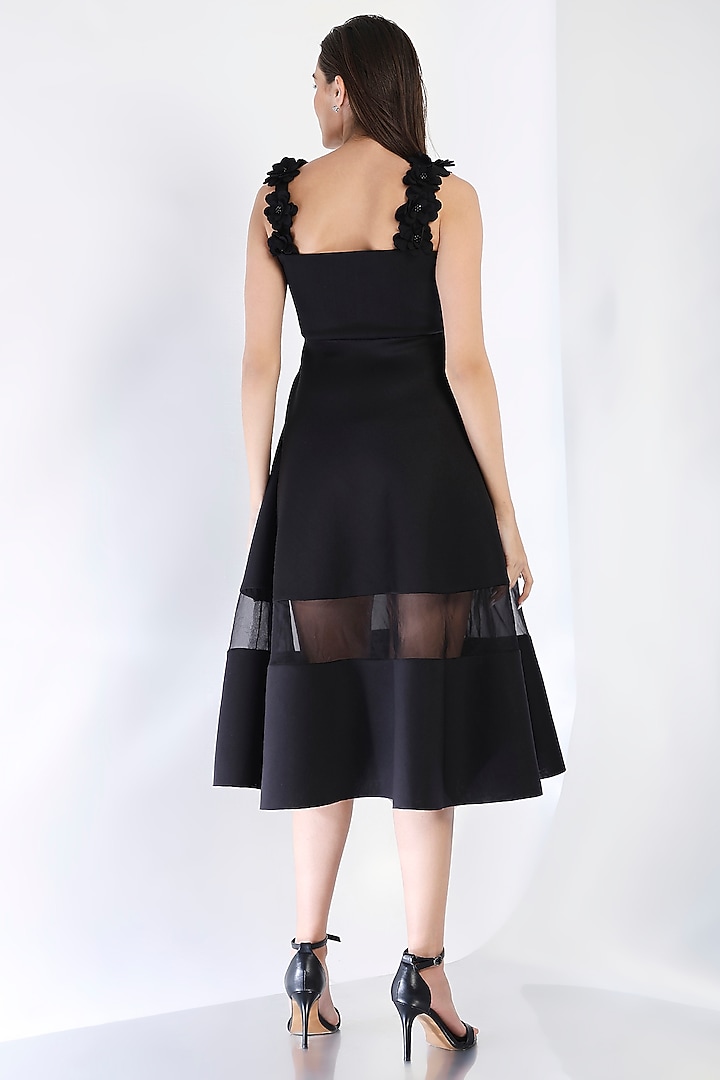 Black Neoprene Strapless Midi Vacation Dress by OZEQO at Pernia's Pop Up Shop