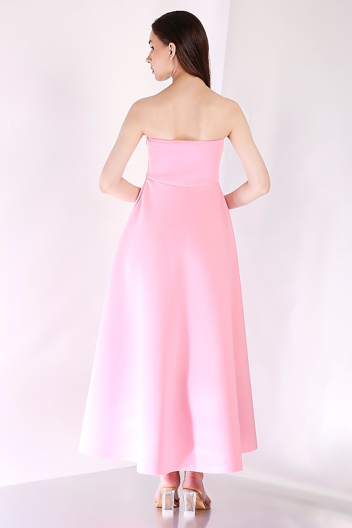 Light Pink Neoprene Strapless Summer Dress by OZEQO at Pernia's Pop Up Shop