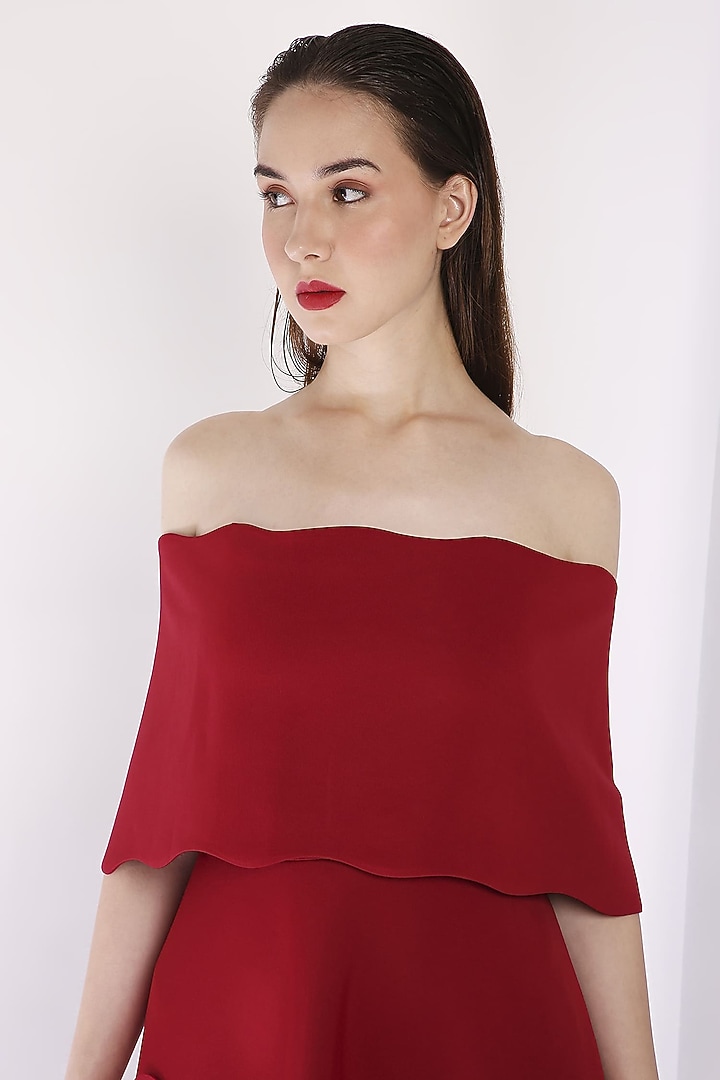 Maroon Neoprene Butterfly Applique Vacation Dress by OZEQO at Pernia's Pop Up Shop