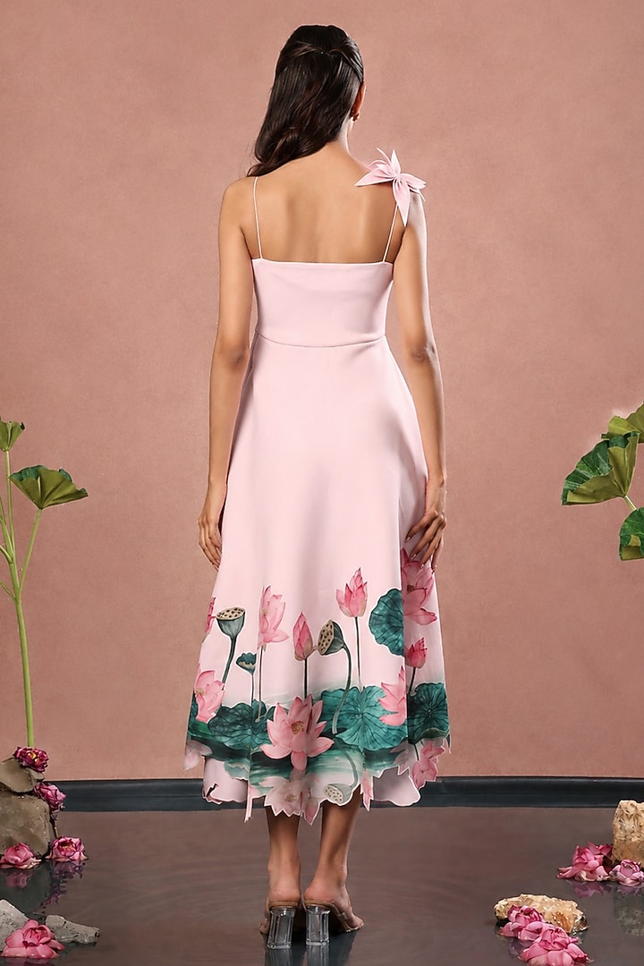 Blush Pink Neoprene A-Line Midi Summer Dress by OZEQO at Pernia's Pop Up Shop