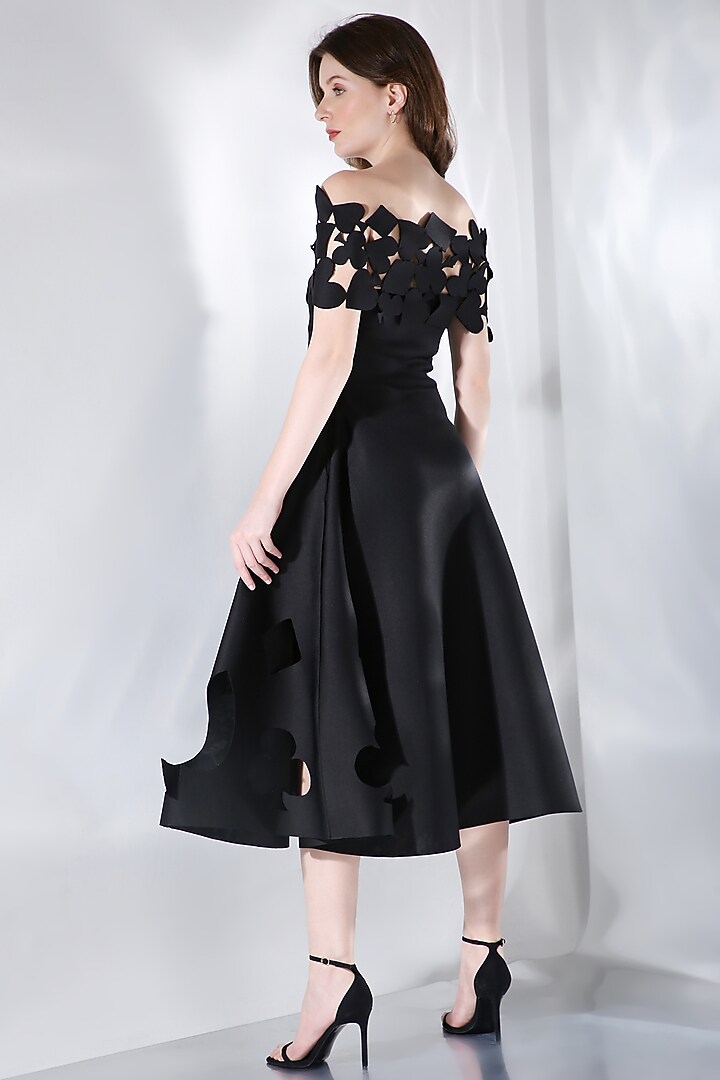 Black Neoprene Vacation Dress With Wrap by OZEQO at Pernia's Pop Up Shop