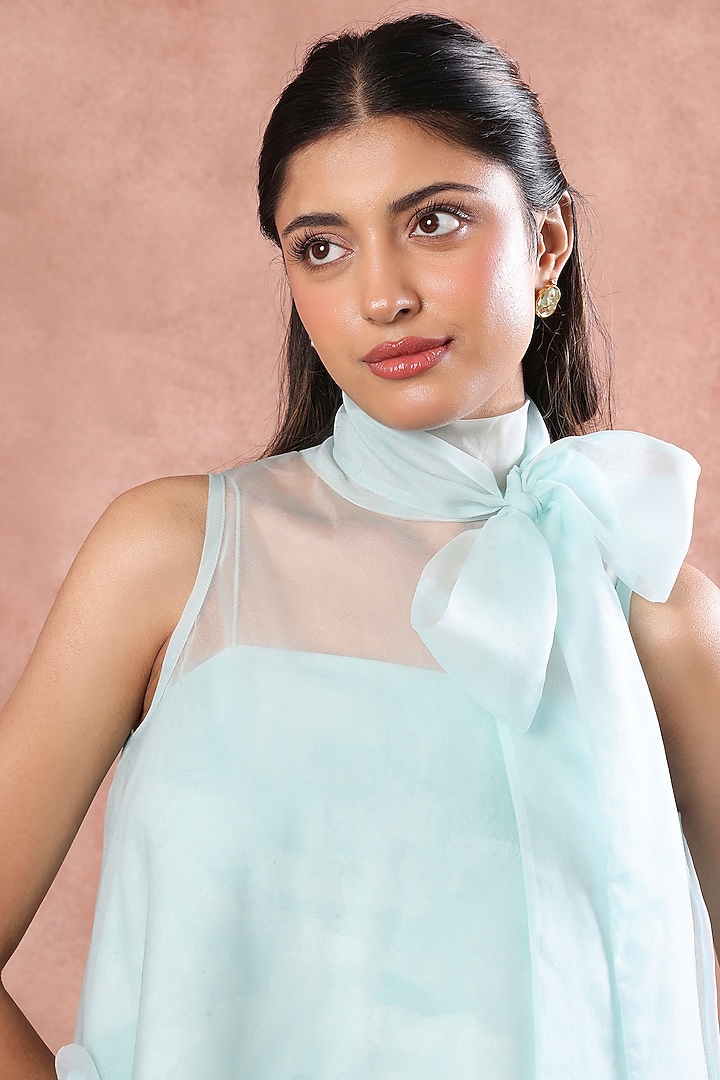 Green Neoprene Floral Printed A-Line Midi Summer Dress With Overlay by OZEQO at Pernia's Pop Up Shop