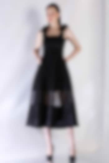 Black Neoprene Strapless Vacation Dress by OZEQO at Pernia's Pop Up Shop