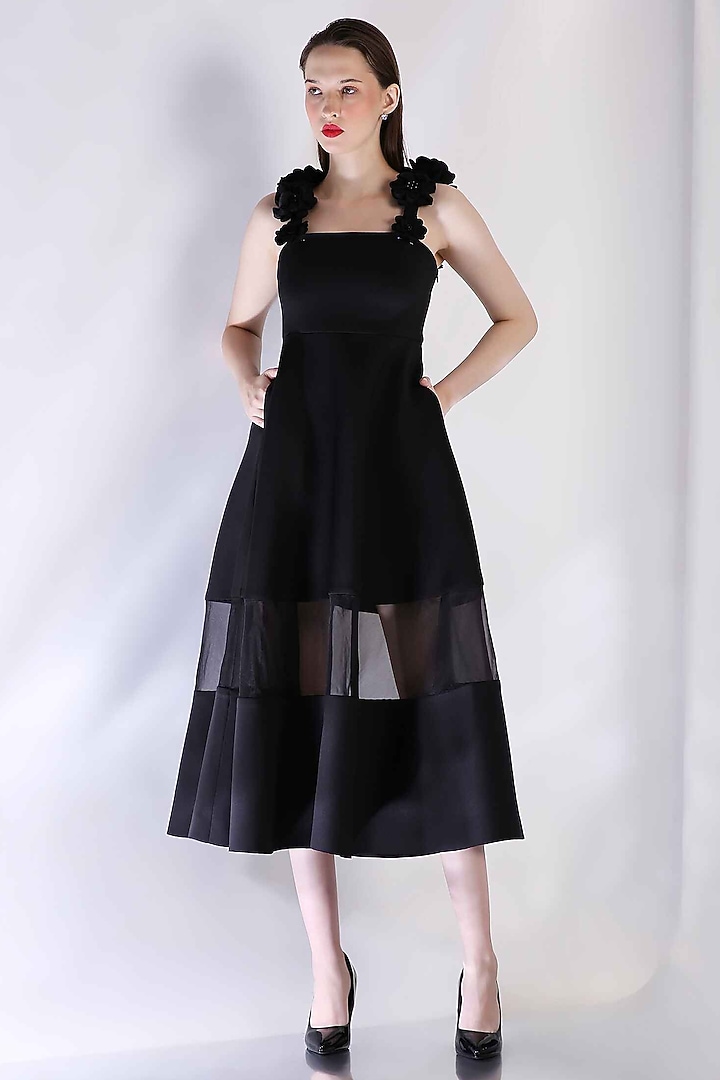 Black Neoprene Strapless Vacation Dress by OZEQO at Pernia's Pop Up Shop